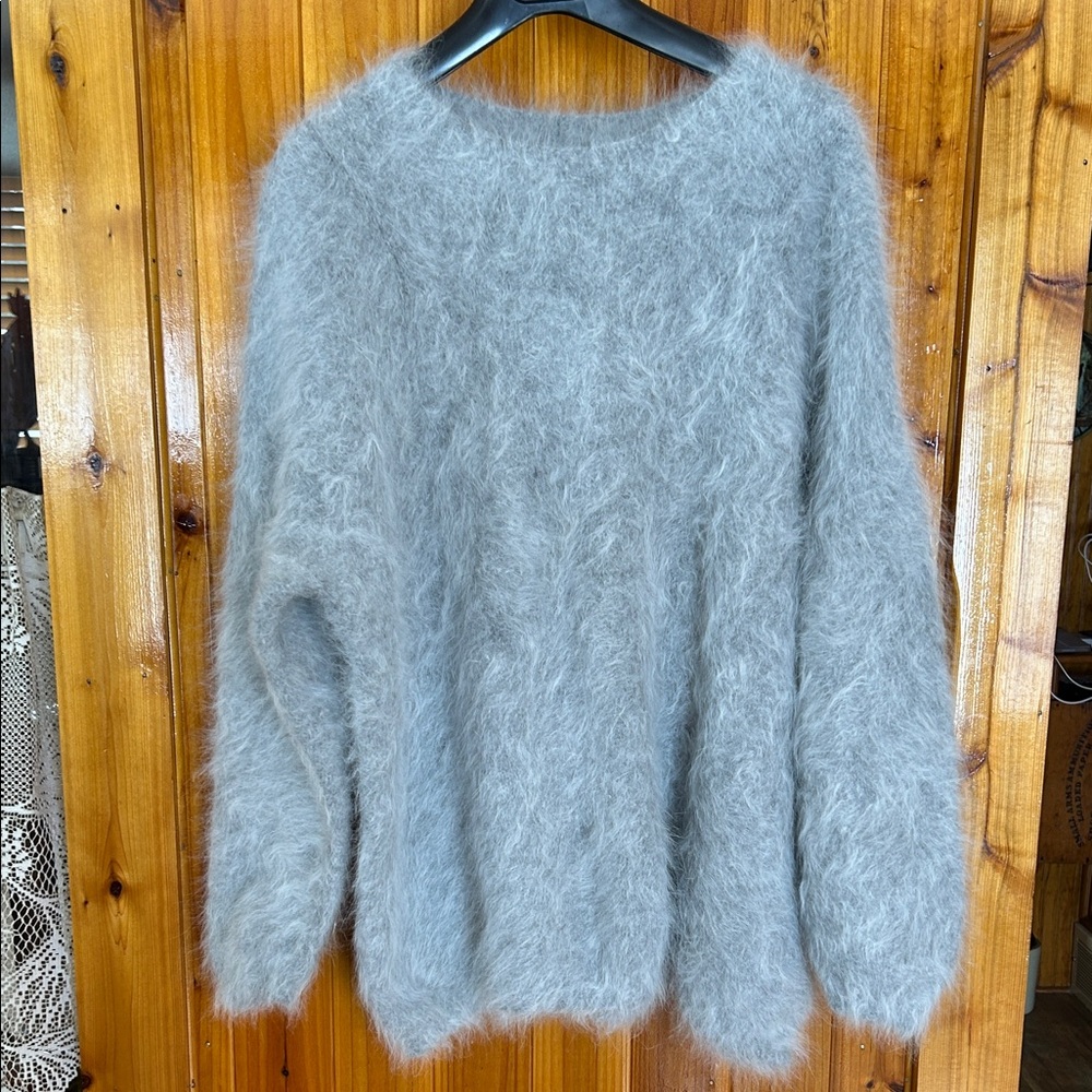 Cozy Gray Angora Women's Sweater